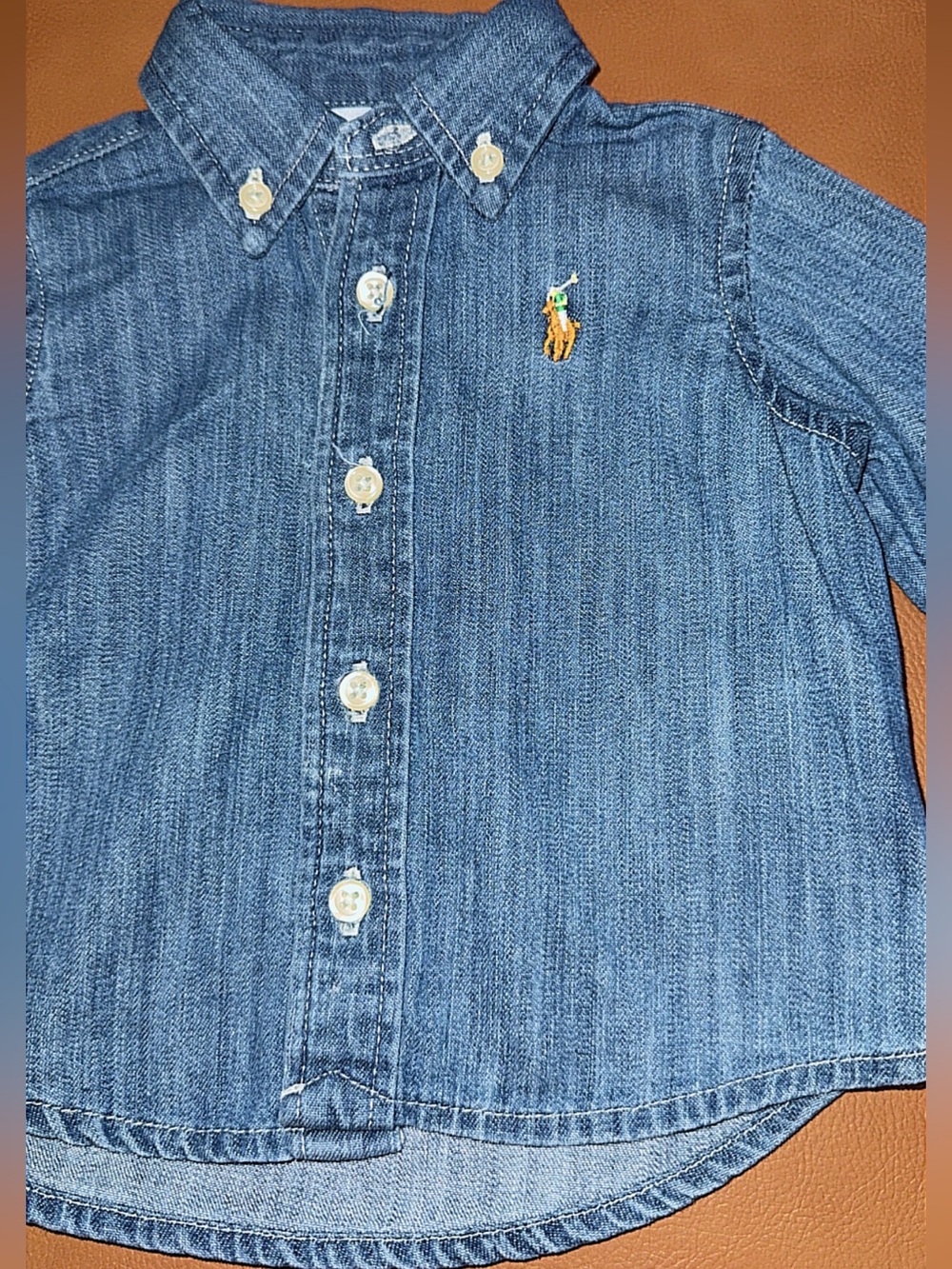 Like New Polo Ralph Lauren Denim Button Down Polo Shirt 3M - Picture 3 of 7